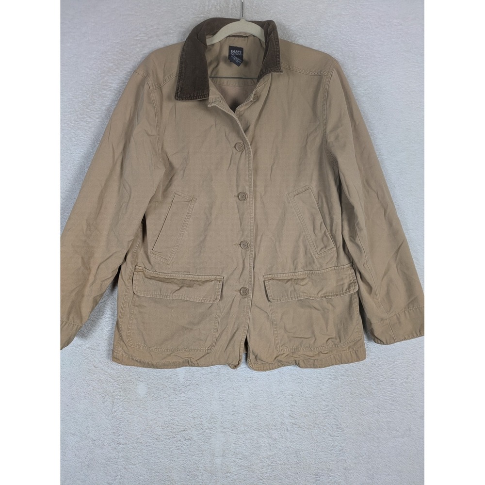 Basic Editions Barn Jacket Women's Small Tan Canvas Corduroy Collar Chore Coat